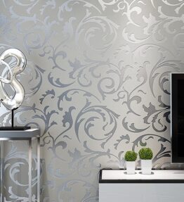 Silver Floral Luxury Wall Paper